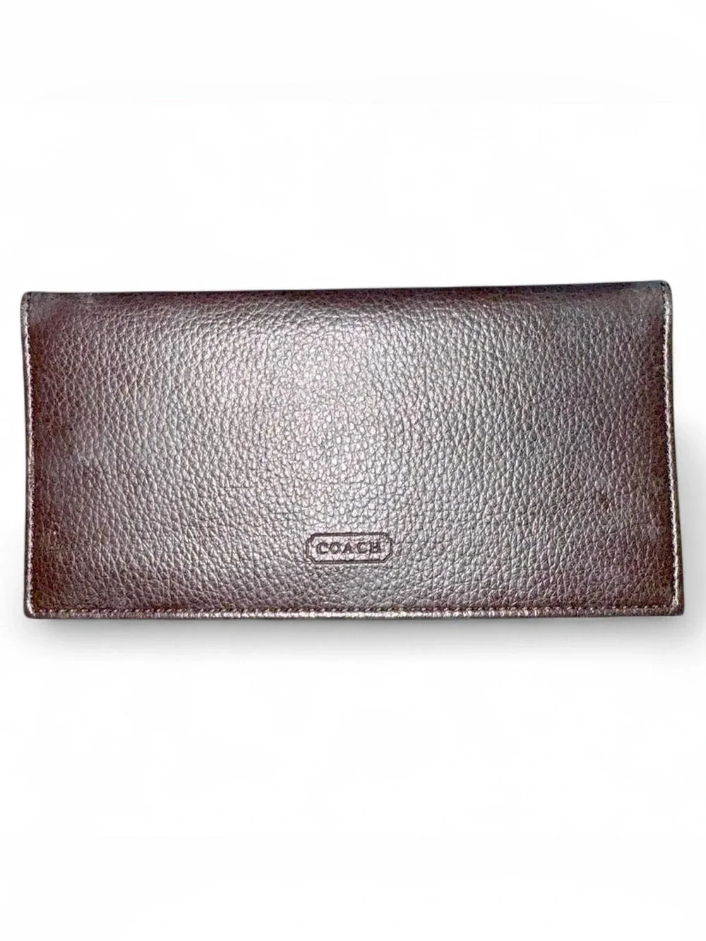 Vintage Y2K Coach Metallic Bronze Leather Checkbook Cover